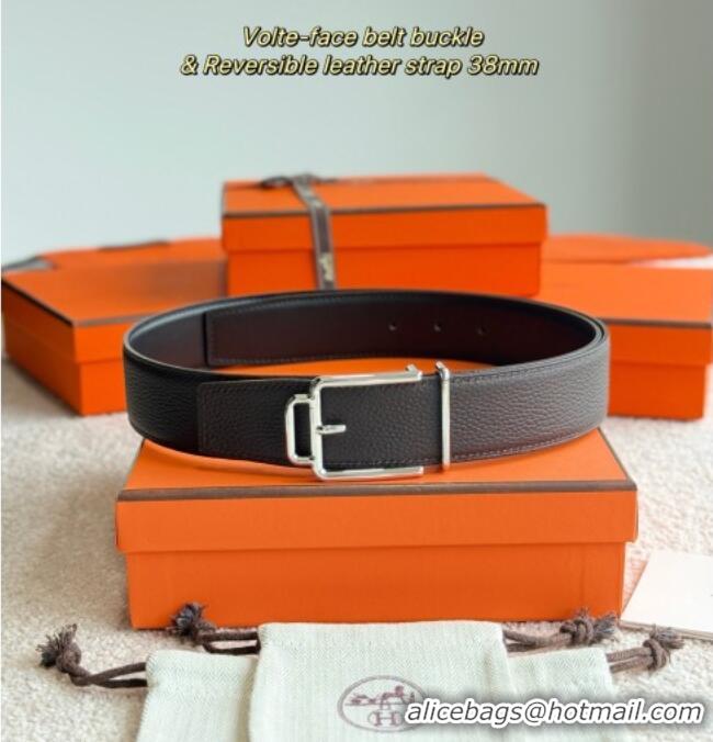 Top Grade Hermes Men's Volte-Face Belt Buckle & Reversible Leather Strap 3.8cm H5011 Dark Brown 2025