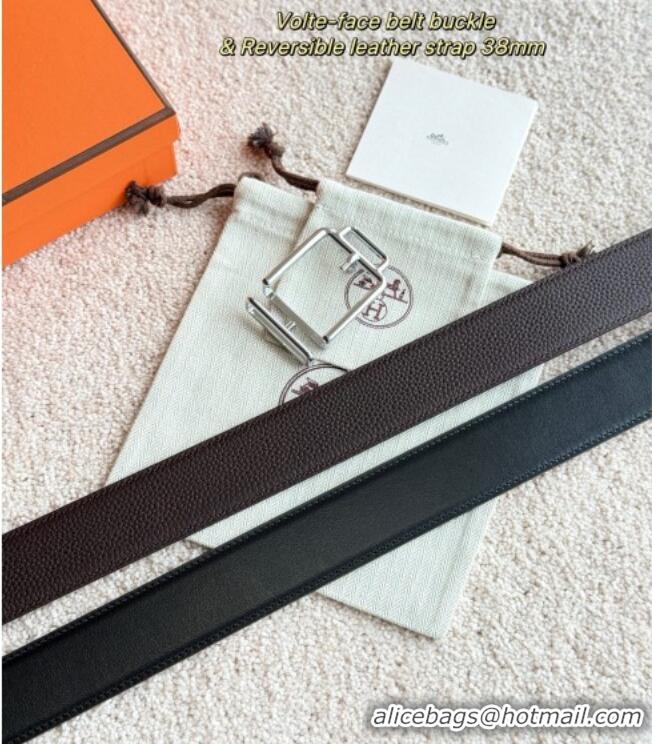 Top Grade Hermes Men's Volte-Face Belt Buckle & Reversible Leather Strap 3.8cm H5011 Dark Brown 2025