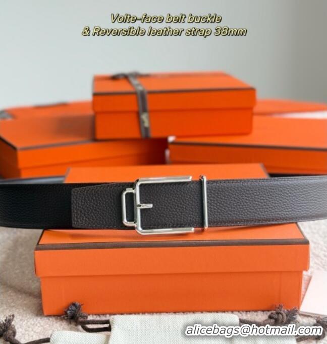 Top Grade Hermes Men's Volte-Face Belt Buckle & Reversible Leather Strap 3.8cm H5011 Dark Brown 2025