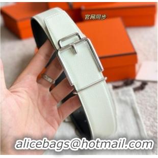 Grade Design Hermes Men's Volte-Face Belt Buckle & Reversible Leather Strap 3.8cm H5011 White 2025