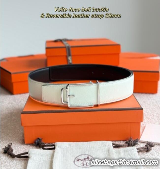 Grade Design Hermes Men's Volte-Face Belt Buckle & Reversible Leather Strap 3.8cm H5011 White 2025