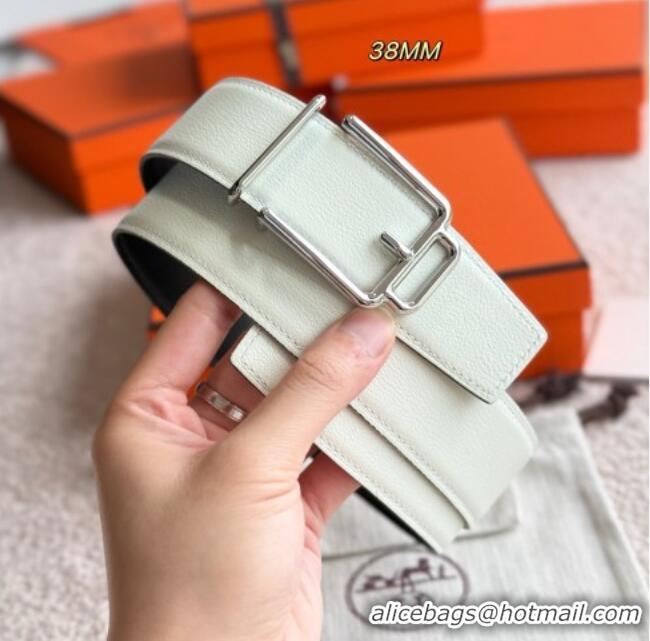 Grade Design Hermes Men's Volte-Face Belt Buckle & Reversible Leather Strap 3.8cm H5011 White 2025