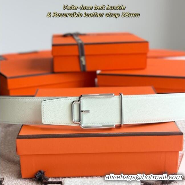 Grade Design Hermes Men's Volte-Face Belt Buckle & Reversible Leather Strap 3.8cm H5011 White 2025