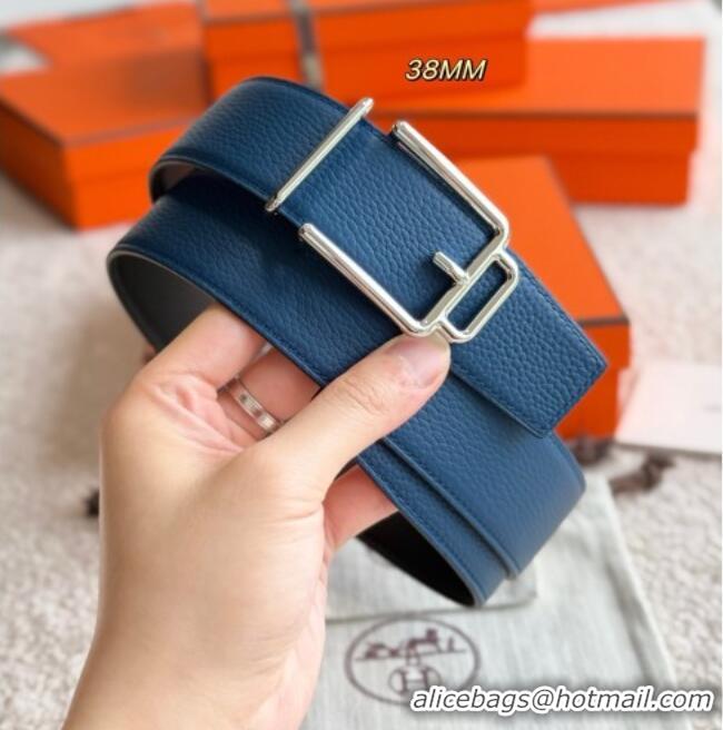 Luxury Cheap Hermes Men's Volte-Face Belt Buckle & Reversible Leather Strap 3.8cm H5011 Blue 2025