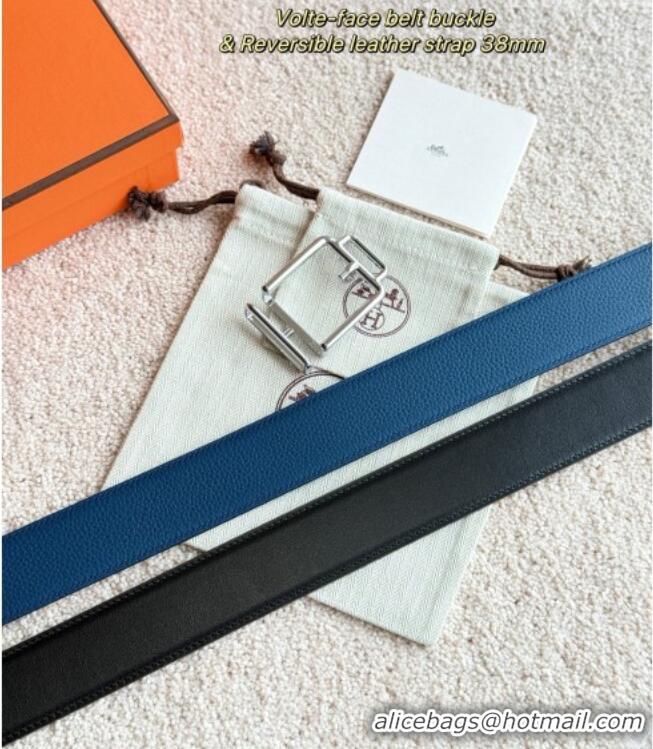 Luxury Cheap Hermes Men's Volte-Face Belt Buckle & Reversible Leather Strap 3.8cm H5011 Blue 2025