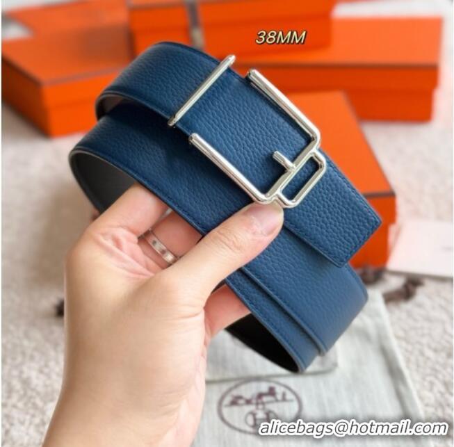 Luxury Cheap Hermes Men's Volte-Face Belt Buckle & Reversible Leather Strap 3.8cm H5011 Blue 2025
