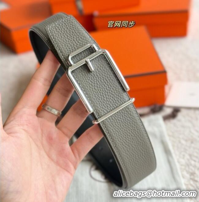 Best Quality Hermes Men's Volte-Face Belt Buckle & Reversible Leather Strap 3.8cm H5011 Grey 2025