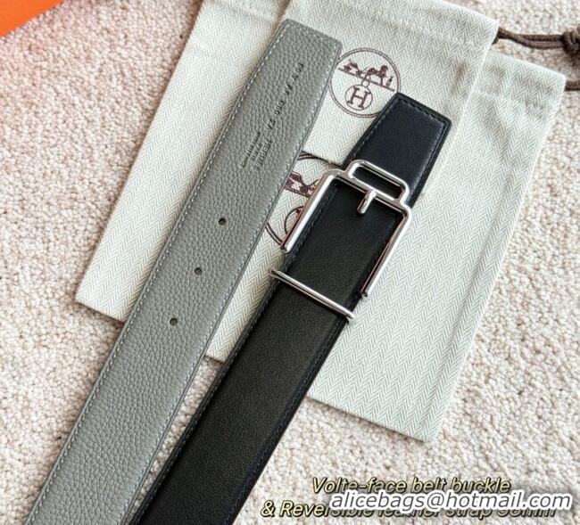 Best Quality Hermes Men's Volte-Face Belt Buckle & Reversible Leather Strap 3.8cm H5011 Grey 2025