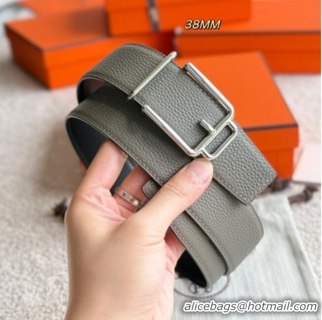 Best Quality Hermes Men's Volte-Face Belt Buckle & Reversible Leather Strap 3.8cm H5011 Grey 2025
