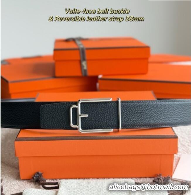 Inexpensive Hermes Men's Volte-Face Belt Buckle & Reversible Leather Strap 3.8cm H5011 Black 2025