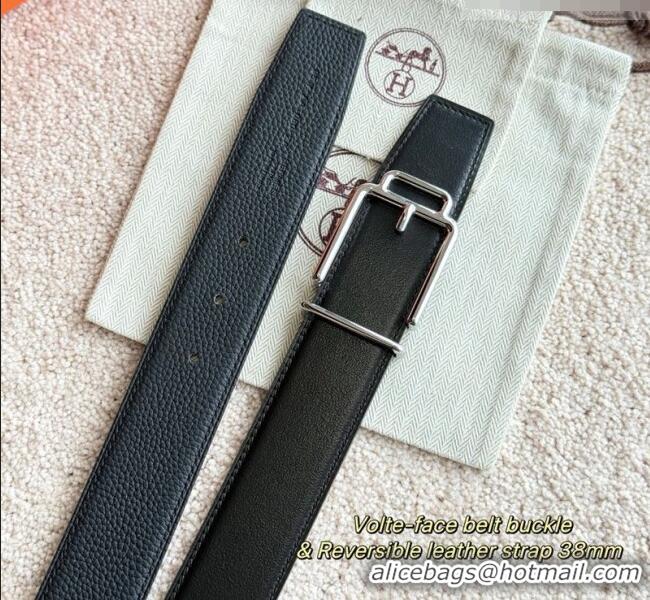 Inexpensive Hermes Men's Volte-Face Belt Buckle & Reversible Leather Strap 3.8cm H5011 Black 2025