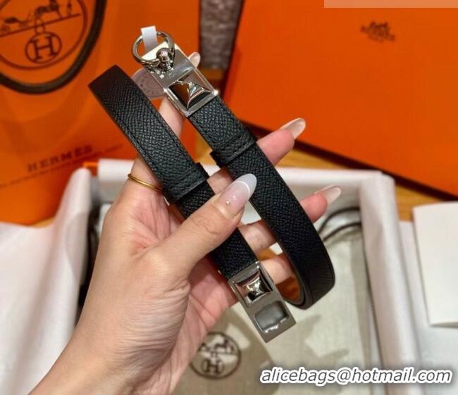Buy Discount Hermes Women's Rivale Belt 1.8cm with Two Medor Studs and Ring Buckle H5022 Black/Silver 2025
