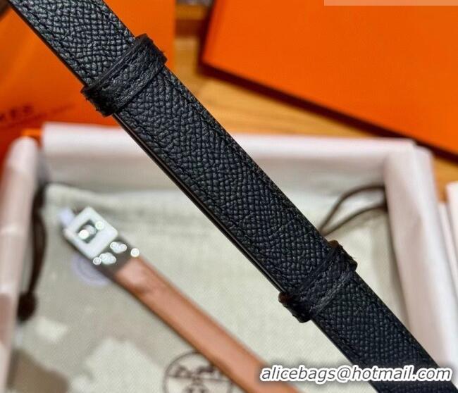 Buy Discount Hermes Women's Rivale Belt 1.8cm with Two Medor Studs and Ring Buckle H5022 Black/Silver 2025