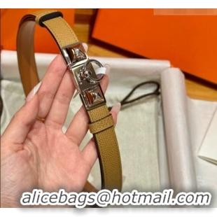 Promotional Hermes Women's Rivale Belt 1.8cm with Two Medor Studs and Ring Buckle H5022 Yellow/Silver 2025