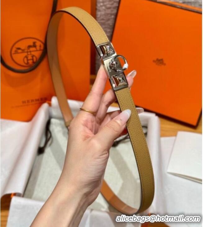 Promotional Hermes Women's Rivale Belt 1.8cm with Two Medor Studs and Ring Buckle H5022 Yellow/Silver 2025