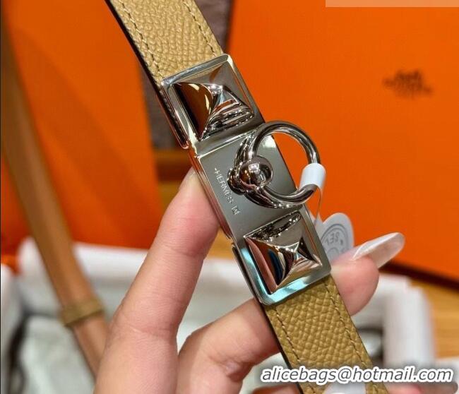 Promotional Hermes Women's Rivale Belt 1.8cm with Two Medor Studs and Ring Buckle H5022 Yellow/Silver 2025