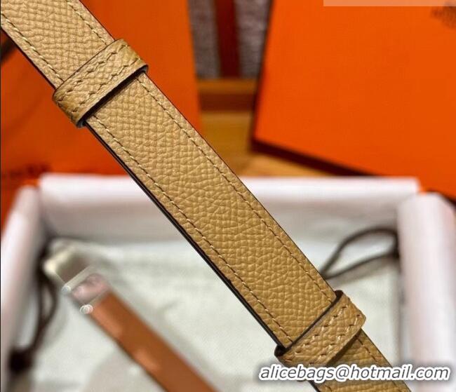 Promotional Hermes Women's Rivale Belt 1.8cm with Two Medor Studs and Ring Buckle H5022 Yellow/Silver 2025