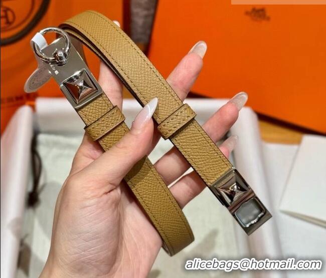 Promotional Hermes Women's Rivale Belt 1.8cm with Two Medor Studs and Ring Buckle H5022 Yellow/Silver 2025