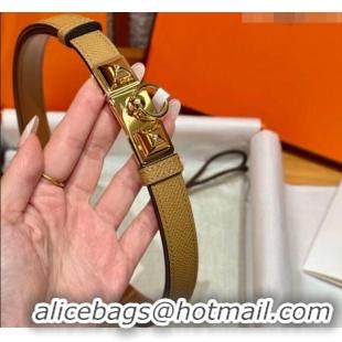 Super Quality Hermes Women's Rivale Belt 1.8cm with Two Medor Studs and Ring Buckle H5022 Yellow/Gold 2025