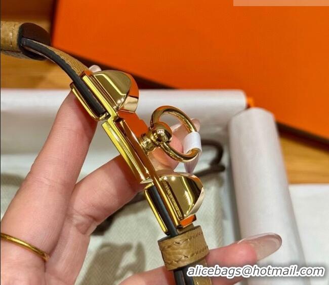 Super Quality Hermes Women's Rivale Belt 1.8cm with Two Medor Studs and Ring Buckle H5022 Yellow/Gold 2025