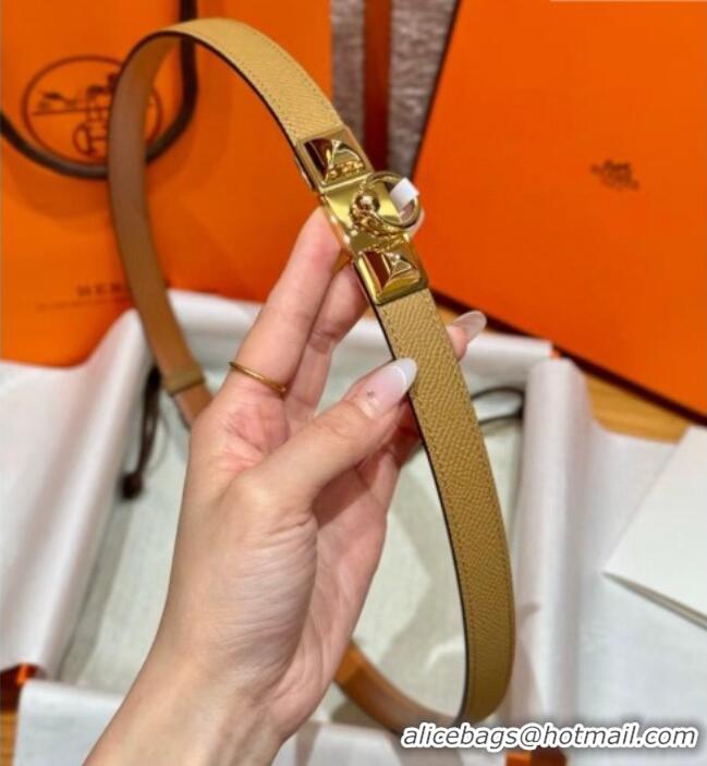 Super Quality Hermes Women's Rivale Belt 1.8cm with Two Medor Studs and Ring Buckle H5022 Yellow/Gold 2025