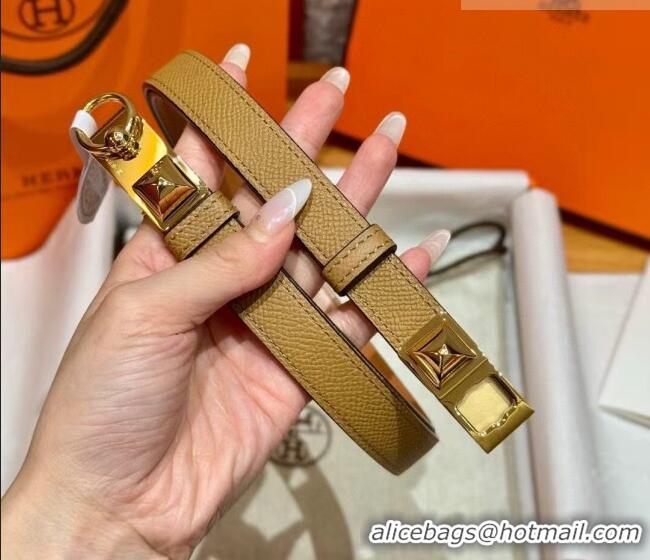 Super Quality Hermes Women's Rivale Belt 1.8cm with Two Medor Studs and Ring Buckle H5022 Yellow/Gold 2025