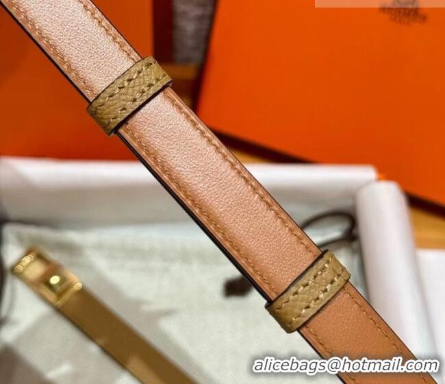 Super Quality Hermes Women's Rivale Belt 1.8cm with Two Medor Studs and Ring Buckle H5022 Yellow/Gold 2025