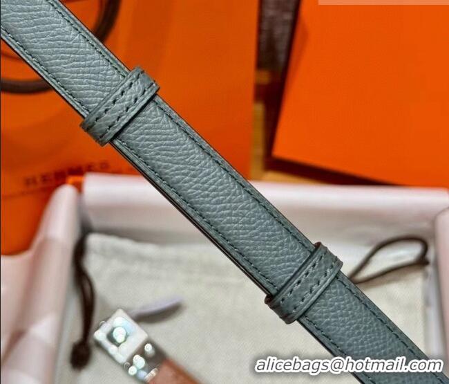 Inexpensive Hermes Women's Rivale Belt 1.8cm with Two Medor Studs and Ring Buckle H5022 Dark Grey/Silver 2025