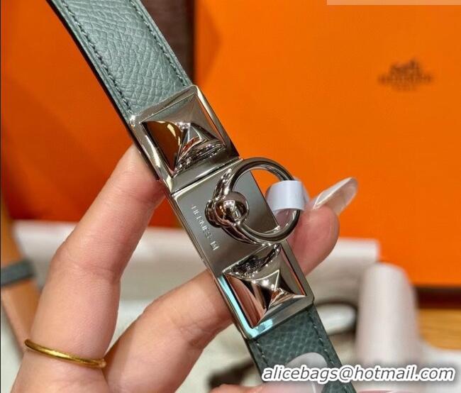 Inexpensive Hermes Women's Rivale Belt 1.8cm with Two Medor Studs and Ring Buckle H5022 Dark Grey/Silver 2025