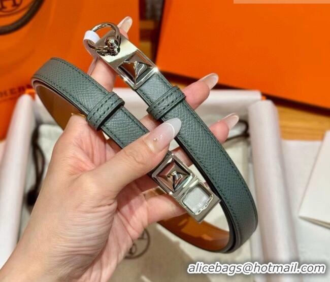 Inexpensive Hermes Women's Rivale Belt 1.8cm with Two Medor Studs and Ring Buckle H5022 Dark Grey/Silver 2025