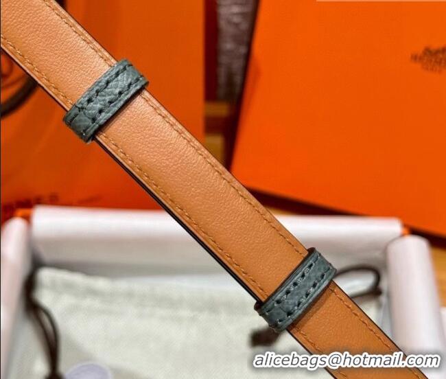 Inexpensive Hermes Women's Rivale Belt 1.8cm with Two Medor Studs and Ring Buckle H5022 Dark Grey/Silver 2025