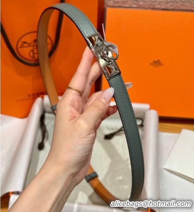 Inexpensive Hermes Women's Rivale Belt 1.8cm with Two Medor Studs and Ring Buckle H5022 Dark Grey/Silver 2025