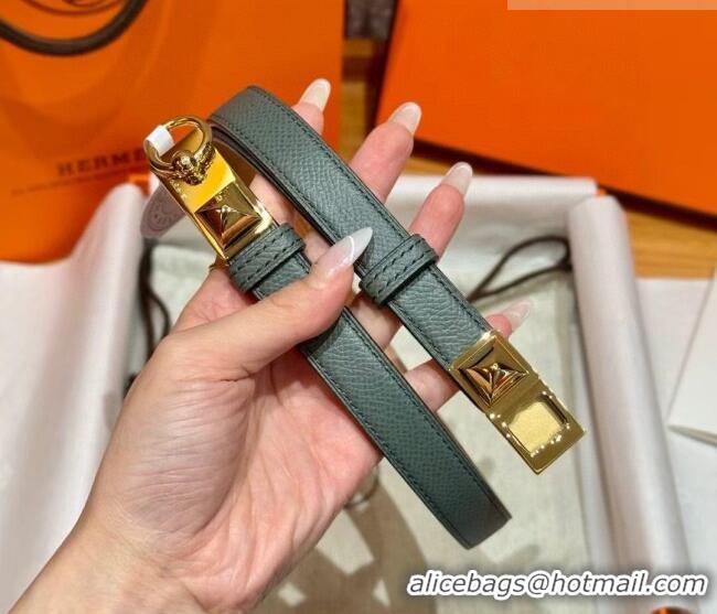 Fashion Cheap Hermes Women's Rivale Belt 1.8cm with Two Medor Studs and Ring Buckle H5022 Dark Grey/Gold 2025