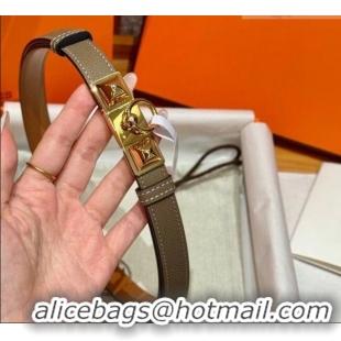 Top Design Hermes Women's Rivale Belt 1.8cm with Two Medor Studs and Ring Buckle H5022 Elephant Grey/Gold 2025