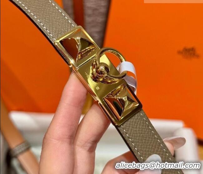 Top Design Hermes Women's Rivale Belt 1.8cm with Two Medor Studs and Ring Buckle H5022 Elephant Grey/Gold 2025