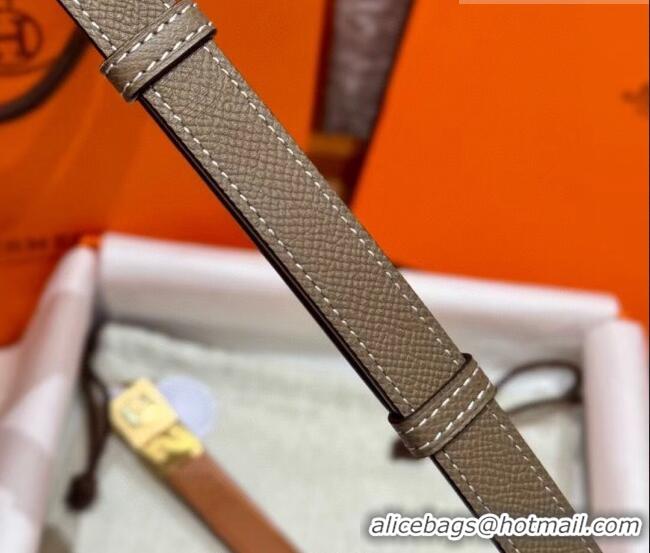 Top Design Hermes Women's Rivale Belt 1.8cm with Two Medor Studs and Ring Buckle H5022 Elephant Grey/Gold 2025