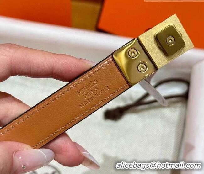 Top Design Hermes Women's Rivale Belt 1.8cm with Two Medor Studs and Ring Buckle H5022 Elephant Grey/Gold 2025