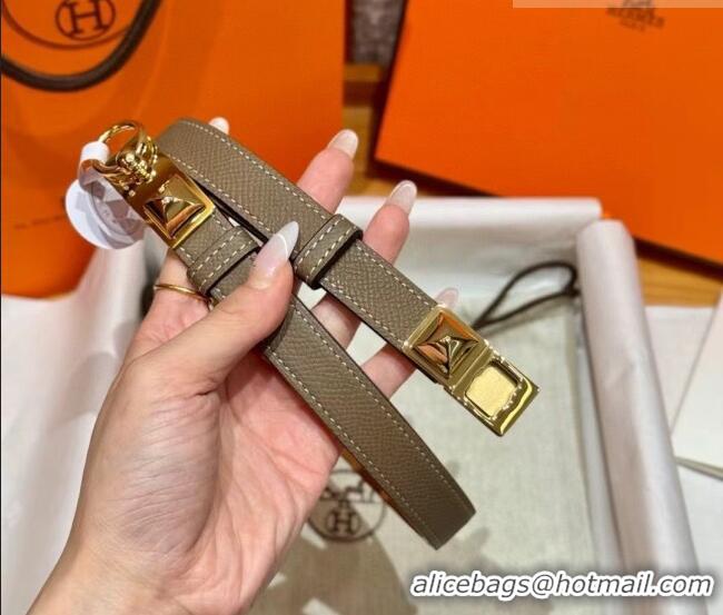 Top Design Hermes Women's Rivale Belt 1.8cm with Two Medor Studs and Ring Buckle H5022 Elephant Grey/Gold 2025