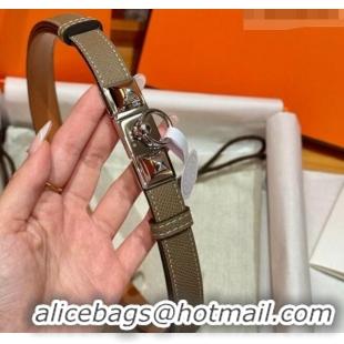 Well Crafted Hermes Women's Rivale Belt 1.8cm with Two Medor Studs and Ring Buckle H5022 Elephant Grey/Silver 2025