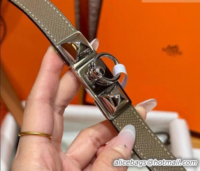 Well Crafted Hermes Women's Rivale Belt 1.8cm with Two Medor Studs and Ring Buckle H5022 Elephant Grey/Silver 2025