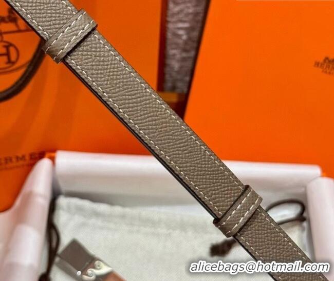 Well Crafted Hermes Women's Rivale Belt 1.8cm with Two Medor Studs and Ring Buckle H5022 Elephant Grey/Silver 2025