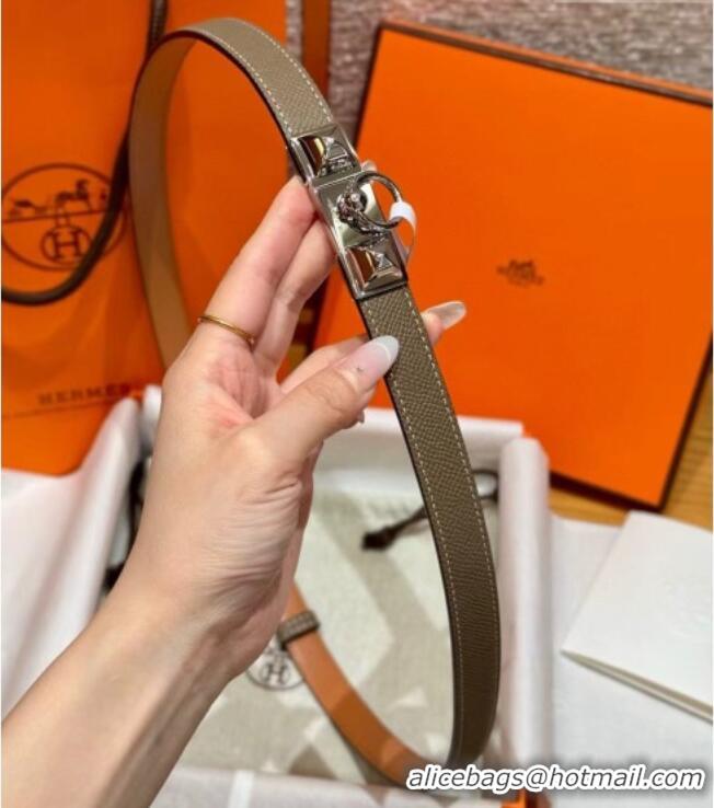 Well Crafted Hermes Women's Rivale Belt 1.8cm with Two Medor Studs and Ring Buckle H5022 Elephant Grey/Silver 2025