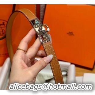 Best Grade Hermes Women's Rivale Belt 1.8cm with Two Medor Studs and Ring Buckle H5022 Brown/Silver 2025