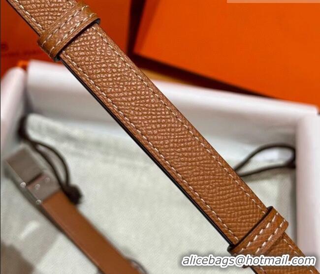 Best Grade Hermes Women's Rivale Belt 1.8cm with Two Medor Studs and Ring Buckle H5022 Brown/Silver 2025