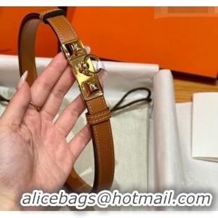 Best Price Hermes Women's Rivale Belt 1.8cm with Two Medor Studs and Ring Buckle H5022 Brown/Gold 2025