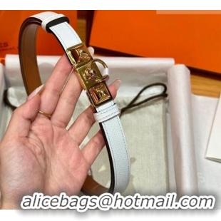 Good Product Hermes Women's Rivale Belt 1.8cm with Two Medor Studs and Ring Buckle H5022 White/Gold 2025