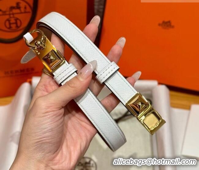 Good Product Hermes Women's Rivale Belt 1.8cm with Two Medor Studs and Ring Buckle H5022 White/Gold 2025