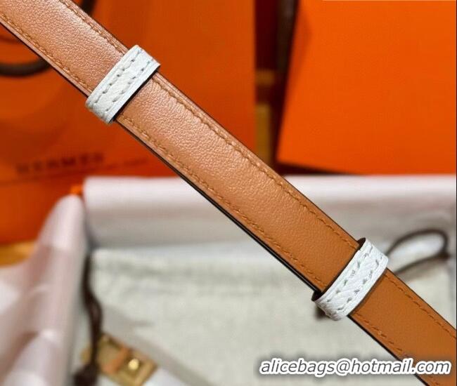 Good Product Hermes Women's Rivale Belt 1.8cm with Two Medor Studs and Ring Buckle H5022 White/Gold 2025