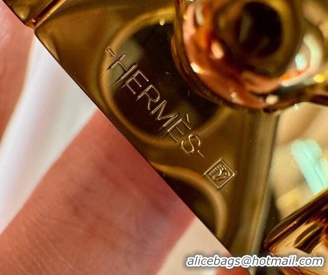 Good Product Hermes Women's Rivale Belt 1.8cm with Two Medor Studs and Ring Buckle H5022 White/Gold 2025