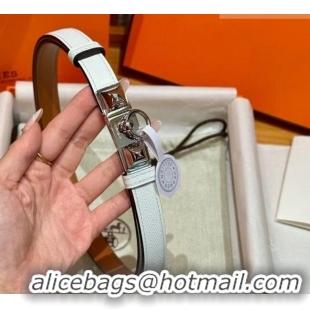 Well Crafted Hermes Women's Rivale Belt 1.8cm with Two Medor Studs and Ring Buckle H5022 White/Silver 2025